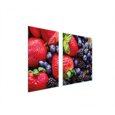 ASSIETTE EN VERRE et PLANCHE À DÉCOUPER 100x52 FRAISES
