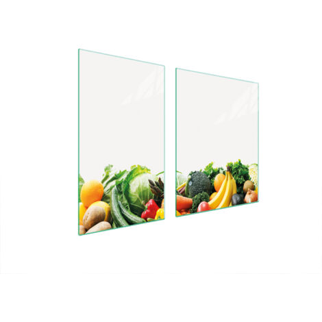 ASSIETTE EN VERRE et PLANCHE À DÉCOUPER 100x52 LÉGUMES