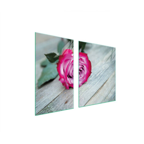 ASSIETTE EN VERRE et PLANCHE À DÉCOUPER 100x52 ROSE
