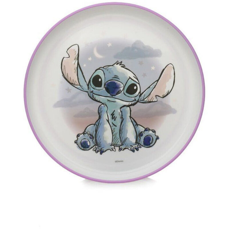 Assiette enfant Disney Baby Lilo & Stitch Ø 19,7 cm - Bord anti-dérapant violet, compatible micro-ondes