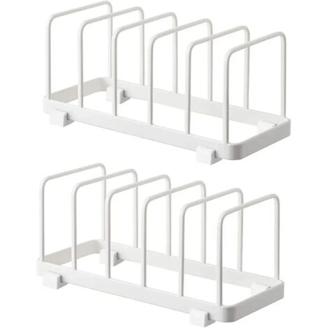 Assiette Organisateur, Égouttoir à Vaisselle, Supports à Assiettes, Organisateur d'Étagère à Assiettes, Rangement de Planche à Découper pour Cuisine Comptoir Placard (Blanche, 2 Pièces)