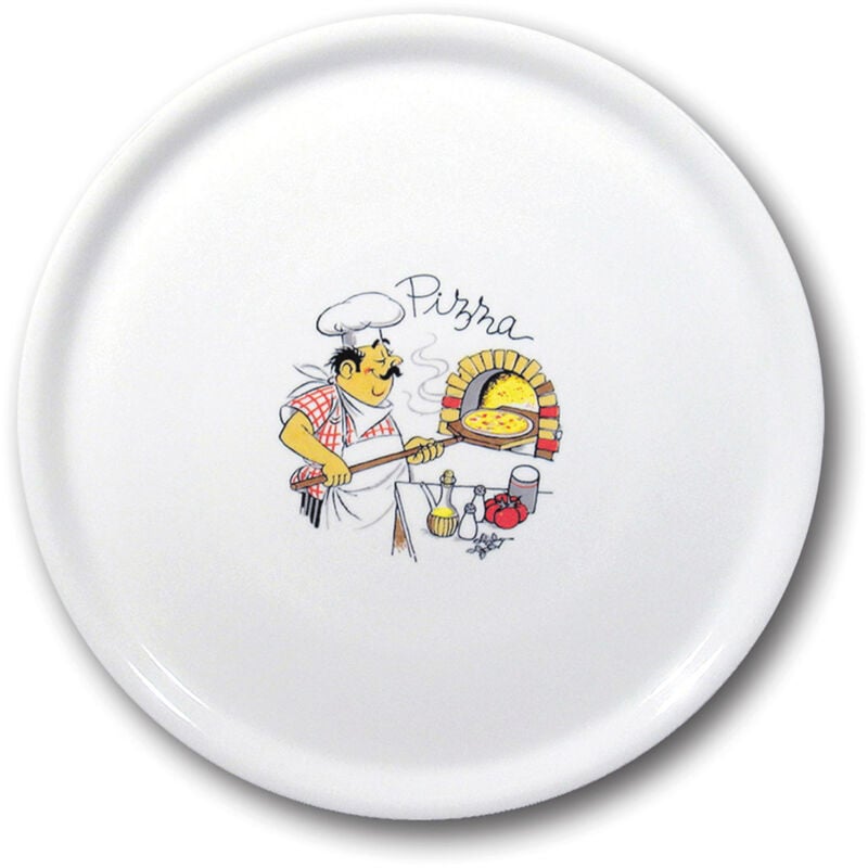 Assiette à pizza durable en porcelaine Speciale, décorée, 330 mm - lot de 6 pcs.