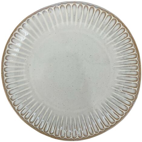 Assiette plate en céramique, grise, Grau