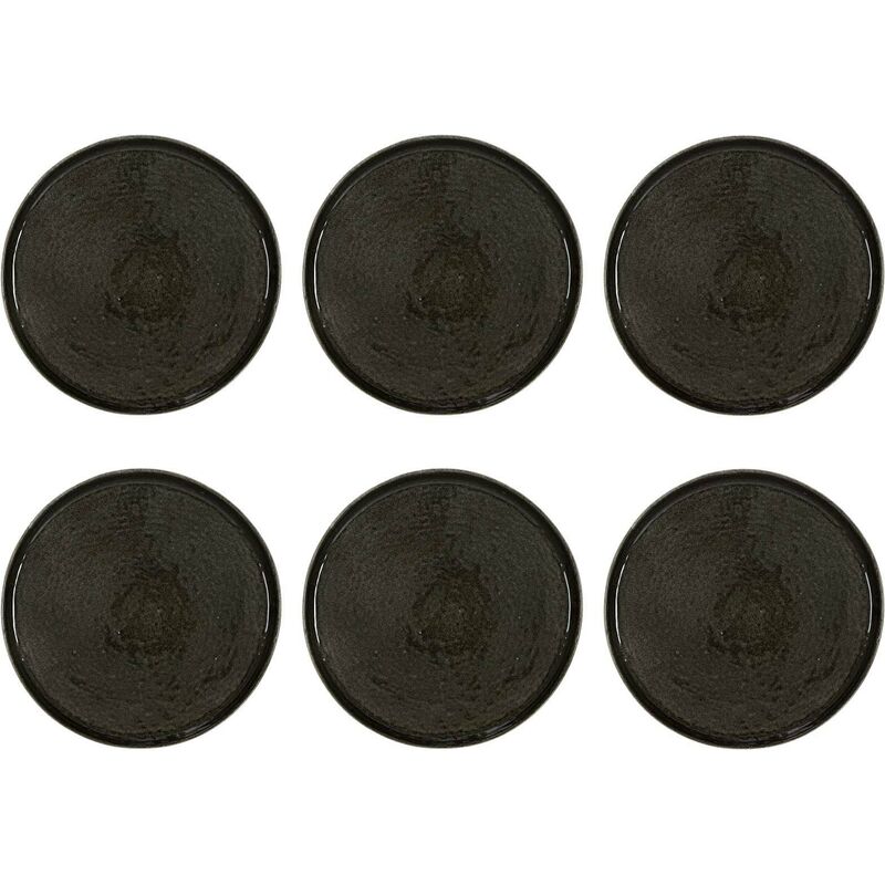 Thehomedecofactory - Assiette en grès noir Tokyo (Lot de 6) Assiette plate - 26 cm - Noir