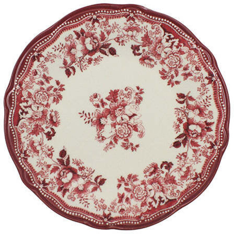 6 x assiettes plates FAUSTINE Rose - 26cm - Porcelaine - Novastyl