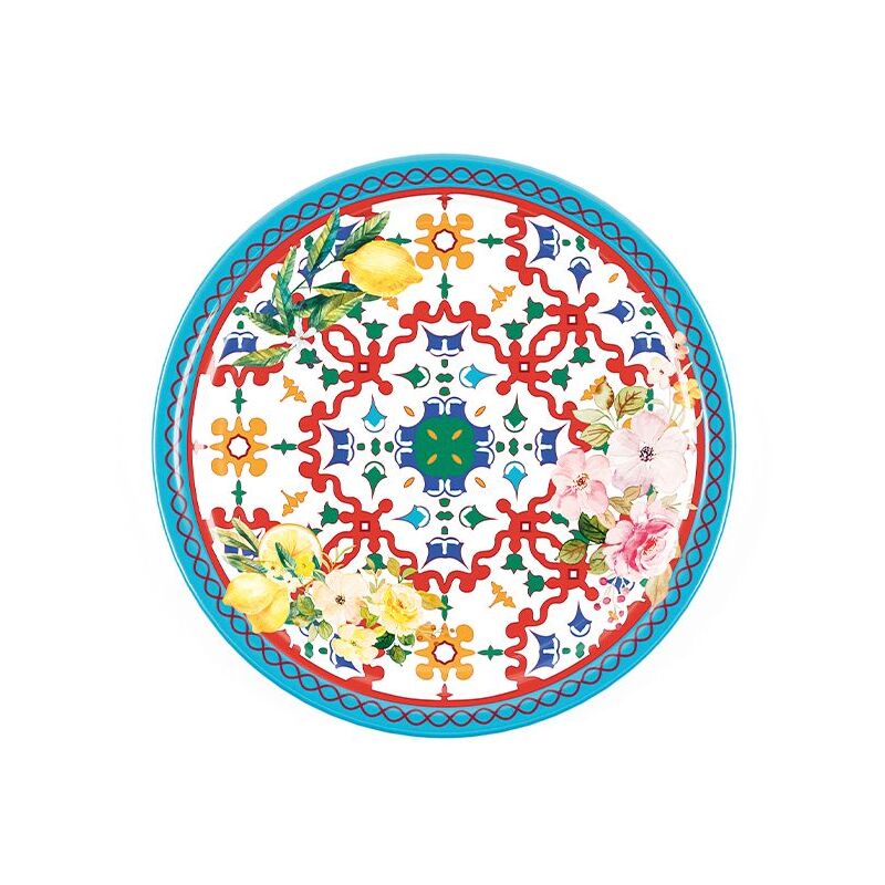 Assiette plate 'fleur et citron'