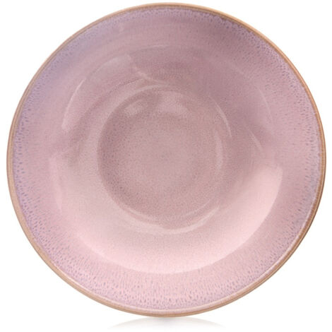 Assiette plate profonde en céramique rose, bol à soupe 21 cm