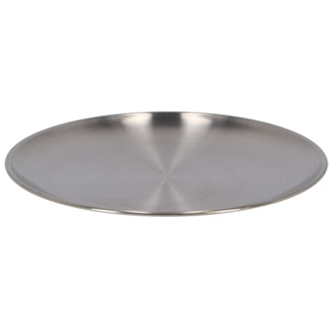 Assiette ronde en inox - Argenté - D 22,9 cm - Livraison gratuite