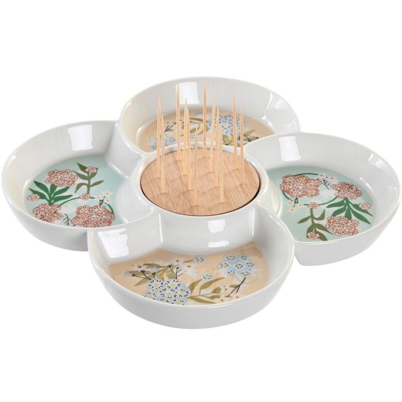 Dkd Home Decor - Plateau de snacks vert 22 x 22 x 3 cm gres