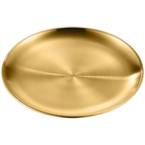 Assiette steak ronde acier inoxydable doré 17cm – Plateau métal élégant pour service