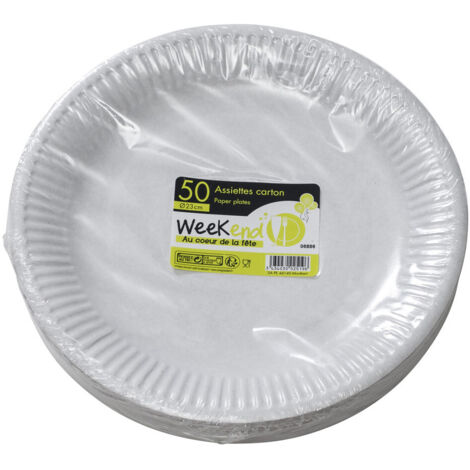 Assiette X50 Carton Blanc 23cm - Publi Embal