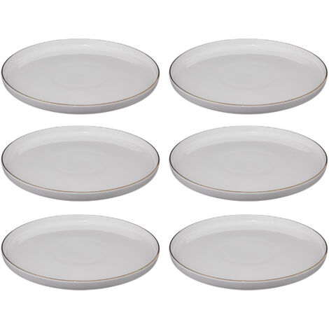 Lot De 6 Assiettes Plates "Jem" 28cm Noir & Argent