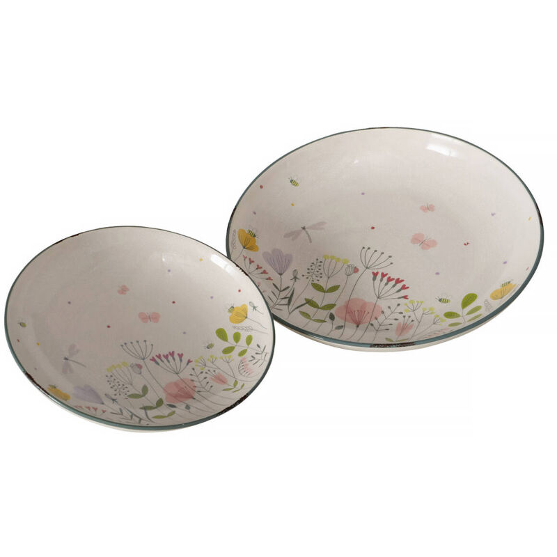 Assiettes avec motif floral florina, en céramique, lot de 2