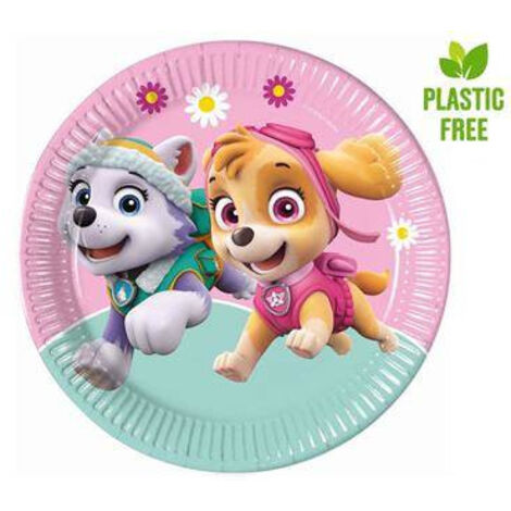 Assiettes en carton PAW PATROL Skye et Everest, 23 cm, 8 pièces.