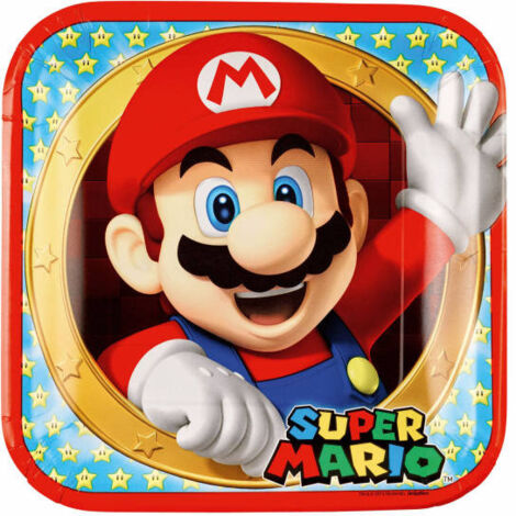 Assiettes en carton Super Mario, 23 cm, 8 pièces.