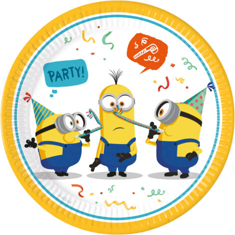 Assiettes Minions 23 cm, 8 pièces.