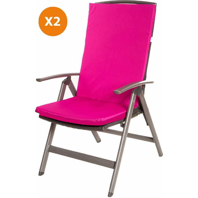 Coussin de chaise 2 pièce Coussin 110x47x4cm Rose coussin de chaise d'extérieur Coussin d'assise avec dossier haut - pink