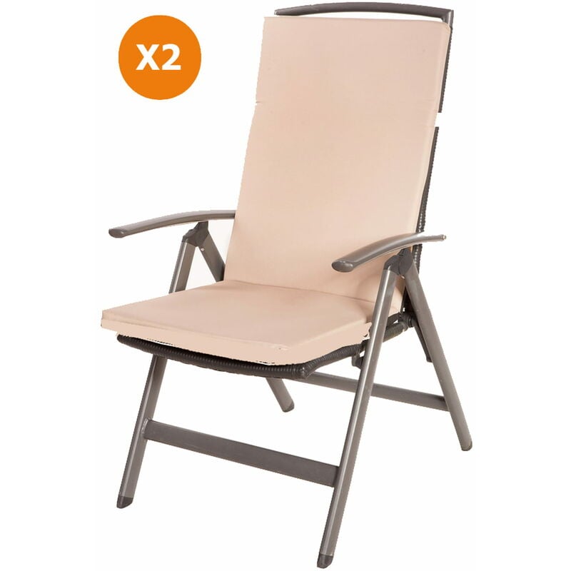 Coussin de chaise 2 pièce Coussin 110x47x4cm beige coussin de chaise d'extérieur Coussin d'assise avec dossier haut - beige
