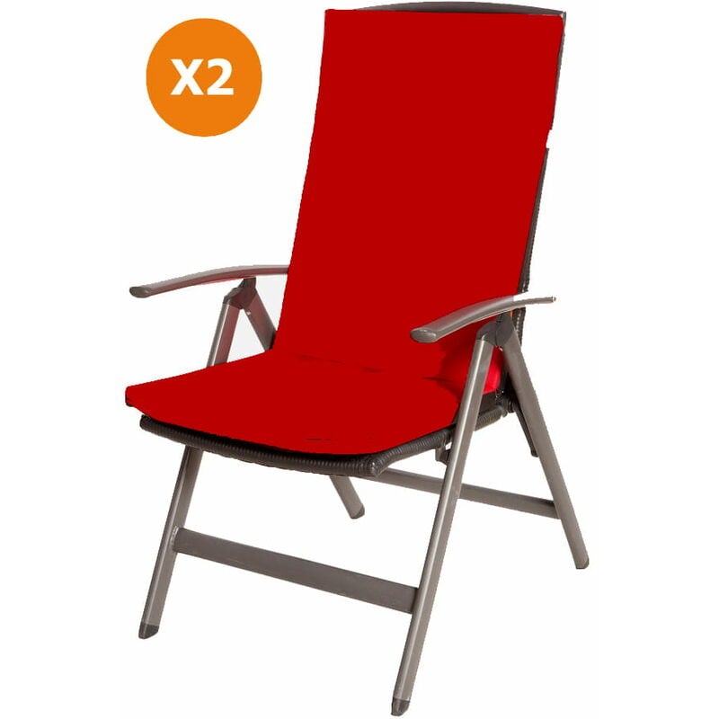Coussin de chaise 2 pièce Coussin 110x47x4cm rouge coussin de chaise d'extérieur Coussin d'assise avec dossier haut - red