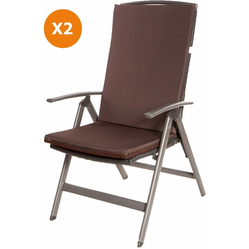 Coussin de chaise 2 pièce Coussin 110x47x4cm marron coussin de chaise d'extérieur Coussin d'assise avec dossier haut - brown