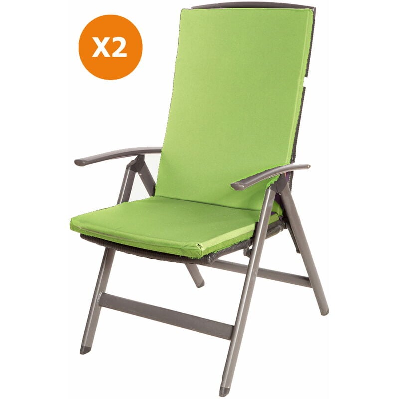 Coussin de chaise 2 pièce Coussin 110x47x4cm citron vert coussin de chaise d'extérieur Coussin d'assise avec dossier haut - multicolour