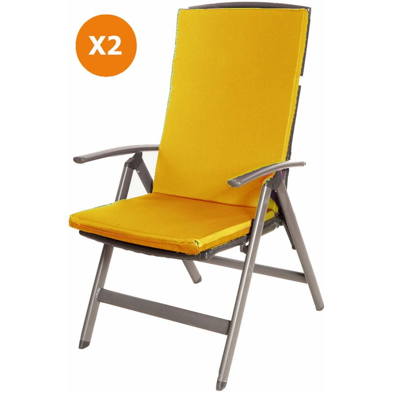 Coussin de chaise 2 pièce Coussin 110x47x4cm orange coussin de chaise d'extérieur Coussin d'assise avec dossier haut - orange