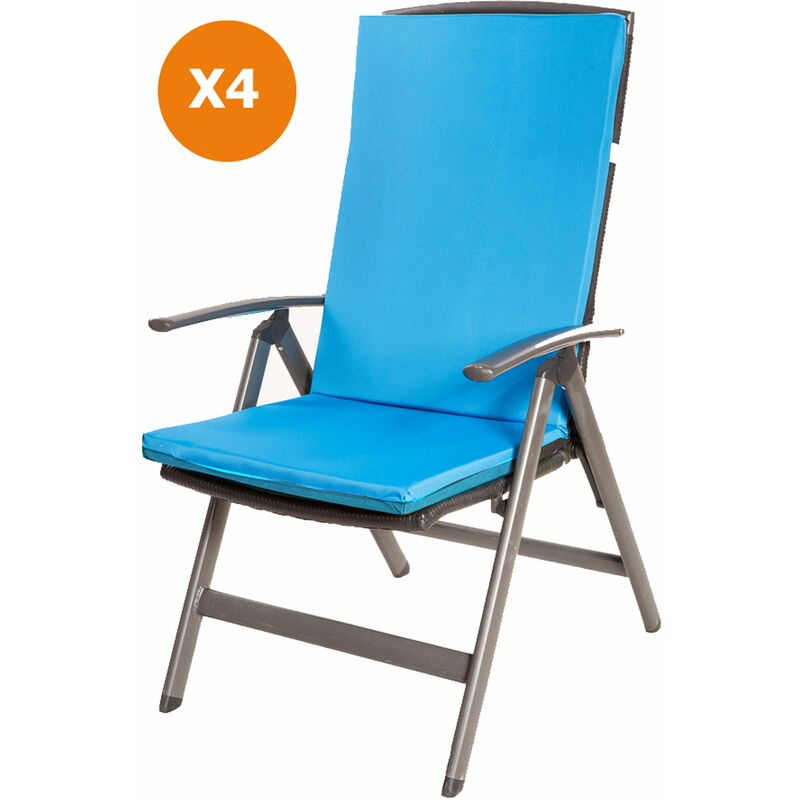 Setgarden - Coussin de chaise 4 pièce Coussin 110x47x4cm Bleu coussin de chaise d'extérieur Coussin d'assise avec dossier haut - blue