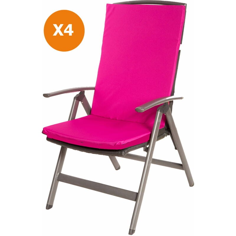 Coussin de chaise 4 pièce Coussin 110x47x4cm Rose coussin de chaise d'extérieur Coussin d'assise avec dossier haut - pink