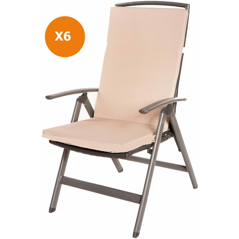 Setgarden - Coussin de chaise 6 pièce Coussin 110x47x4cm beige coussin de chaise d'extérieur Coussin d'assise avec dossier haut - beige