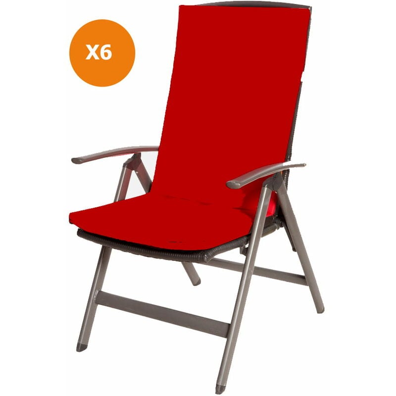 Coussin de chaise 6 pièce Coussin 110x47x4cm rouge coussin de chaise d'extérieur Coussin d'assise avec dossier haut - red