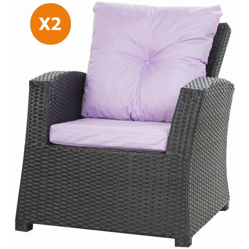 Coussins de chaise de jardin 2 pcs Coussin d'assise 56x52x7+56x50 violet clair Coussins pour salon de jardin Coussins de fauteuil en rotin - purple
