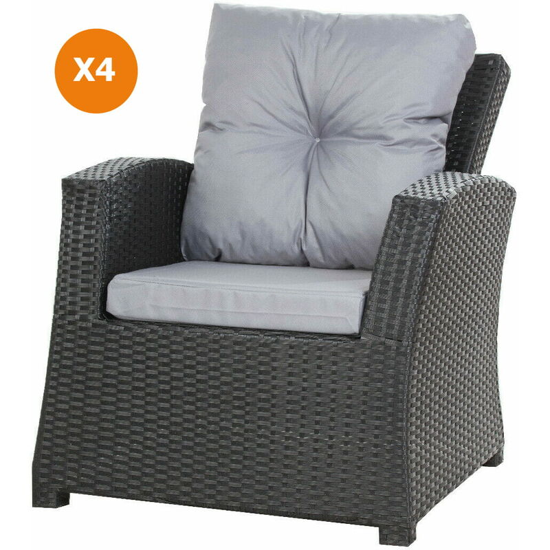 Coussins de chaise de jardin 4 pcs Coussin d'assise 56x52x7+56x50 gris coussin pour fauteuil de jardin Oreiller en rotin - light grey