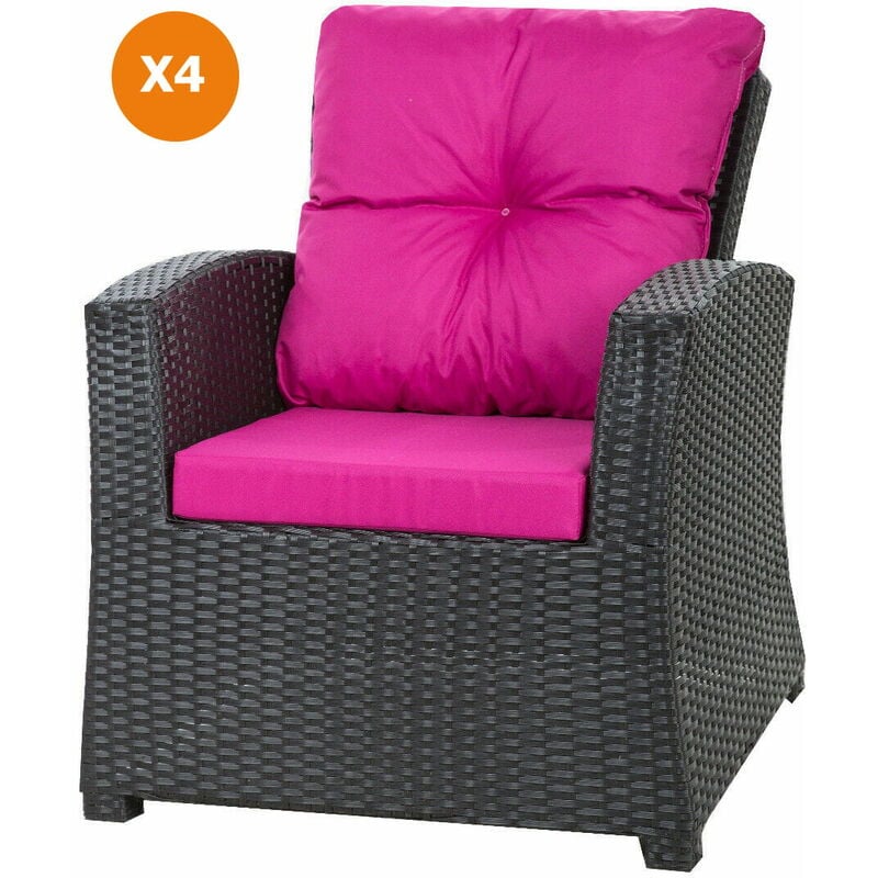 Setgarden - Coussins de chaise de jardin 4 pcs Coussin d'assise 56x52x7+56x50 rose coussin pour fauteuil de jardin Oreiller en rotin - pink