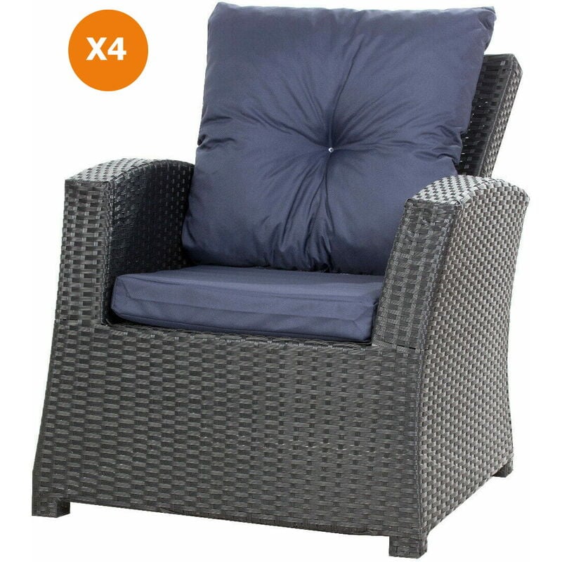 Coussins de chaise de jardin 4 pcs Coussin d'assise 56x52x7+56x50 bleu foncé coussin pour fauteuil de jardin Oreiller en rotin - dark blue