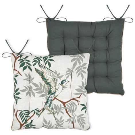 Assise de chaise matelassée 38 x 38 cm Botanys et oiseau