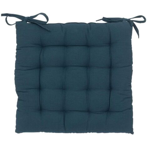 Assise de chaise matelassée coton 38 x 38 cm bleu