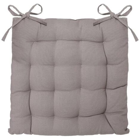 Assise de chaise matelassée coton 38 x 38 cm gris