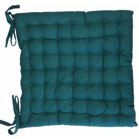 Assise de chaise matelassée en coton bleu paon