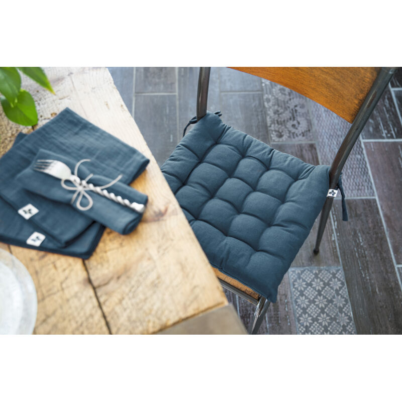 Assise Matelassée 38 x 38 cm – Coton Déperlant Anti-UV – KALA – Bleu jean