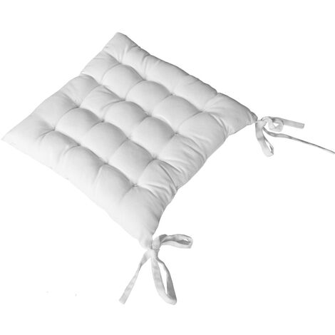 Assise matelassée 38 x 38 x 3 cm LOLA 100% coton coloris BLANC