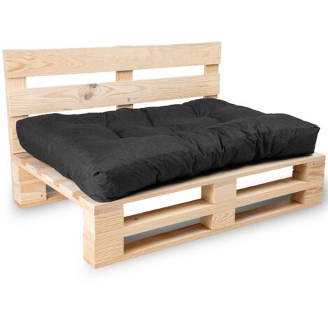 Assise Seule Coussin Palette - 120x80x15 cm Noir Bananair Fabriqué en France