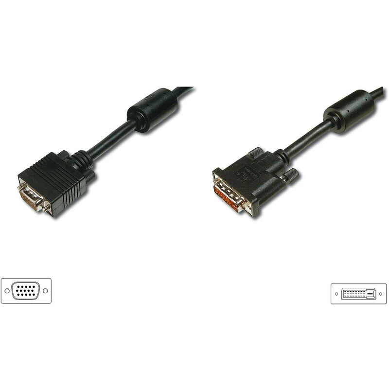 

DVI-I DUALLINK ADAPTER CABLE DVI-I (24+5) M(PLUG)/DSUB15 M(PLUG) 2M BLACK - Assmann