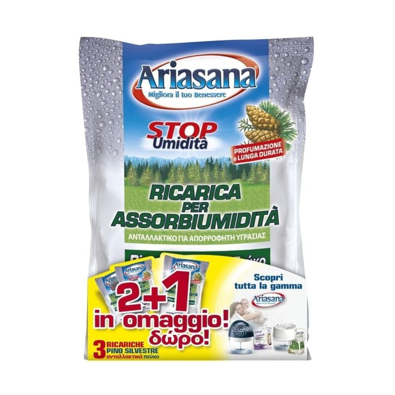 Ricarica Sale Assorbiumidita' Confezione 3 Buste da 450gr Profumazione Pino Ariasana - Henkel