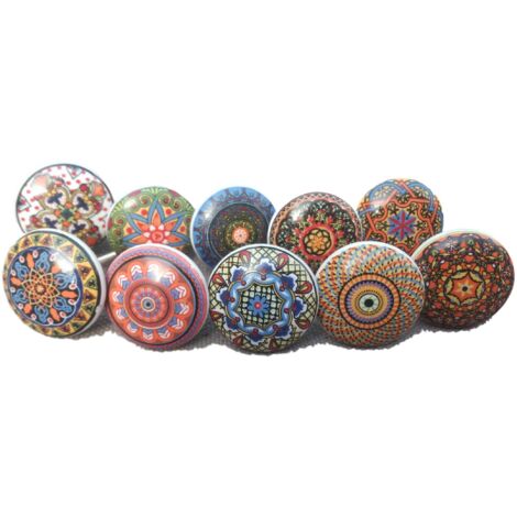 Assorted Vintage Floral Ceramic Door Knobs 20pcs for Cupboard Drawer Cabinet