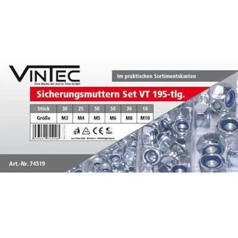 Assortiment 195 contre-écrous nilstop VT195 - vintec