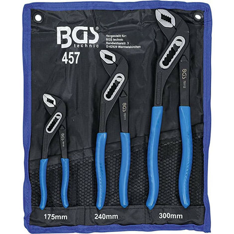 Assortiment 3 pinces multiprises bgs machoires fines de 175, 240, 300mm