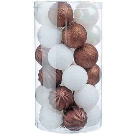 Assortiment 30 Boules De Noël 60 Mm Chocolat Et Blanc