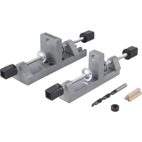 Kit de Gabarit de Perçage et d'Assemblage du Bois par Tourillons, avec 1 Foret à Bois + Butée de profondeur + tourillons - wolfcraft 3750000