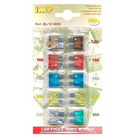 Assortiment de 10 mini-fusibles à lamelle enfichables