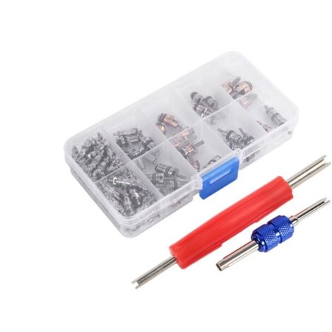 Assortiment de 102 pièces A/C R134a/R12, Kit d'outils pour noyaux de tige de Valve de pneu de réfrigération